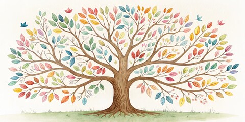 Colorful Tree of Life Painting, Art , Watercolor