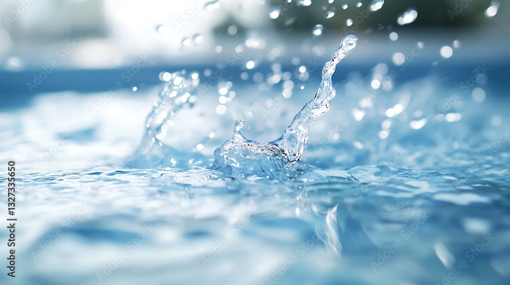 Poster dynamic water splashes creating ripples in a pool showing motion and energy in nature : generative a