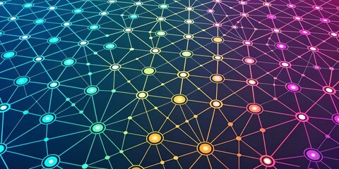 Colorful Network Mesh Connected Nodes and Lines, connection, network