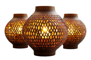 Unique decorative lanterns with warm glow for ambiance