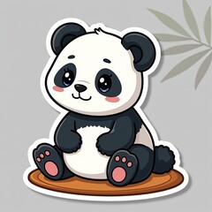 Obraz premium Cute and Playful Cartoon Panda Character Sitting on a Cushion