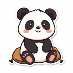 Obraz premium Cute and Playful Cartoon Panda Character Sitting on a Cushion