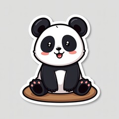 Obraz premium Cute and Playful Cartoon Panda Character Sitting on a Cushion