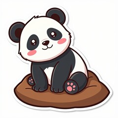 Naklejka premium Cute and Playful Cartoon Panda Character Sitting on a Cushion