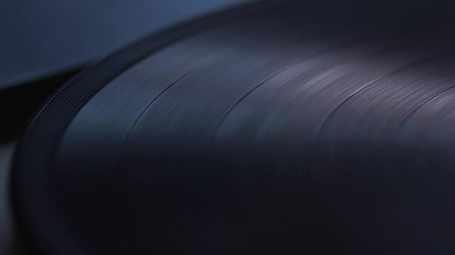 vinyl record spinning macro , turntable close up