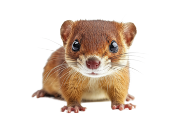 Cute small mammal with shiny eyes on white background