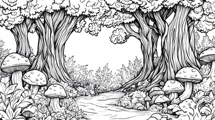 Enchanted forest scene, detailed illustration