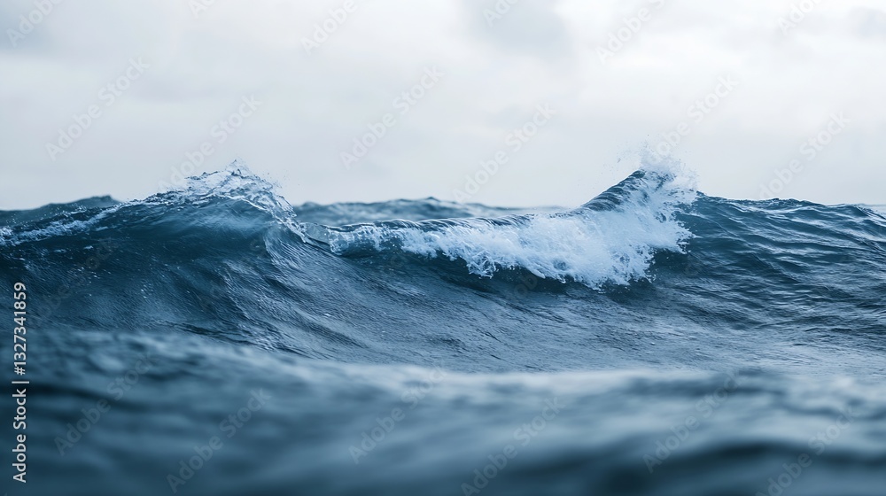 Poster dynamic ocean waves crashing against each other capturing the raw beauty of nature in a dramatic coa
