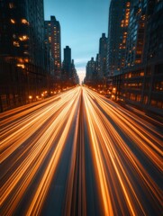 Fototapeta premium Symphony of Lights: Queensboro Bridge in Motion at Blue Hour