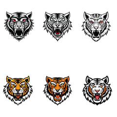Tiger head vector icon set