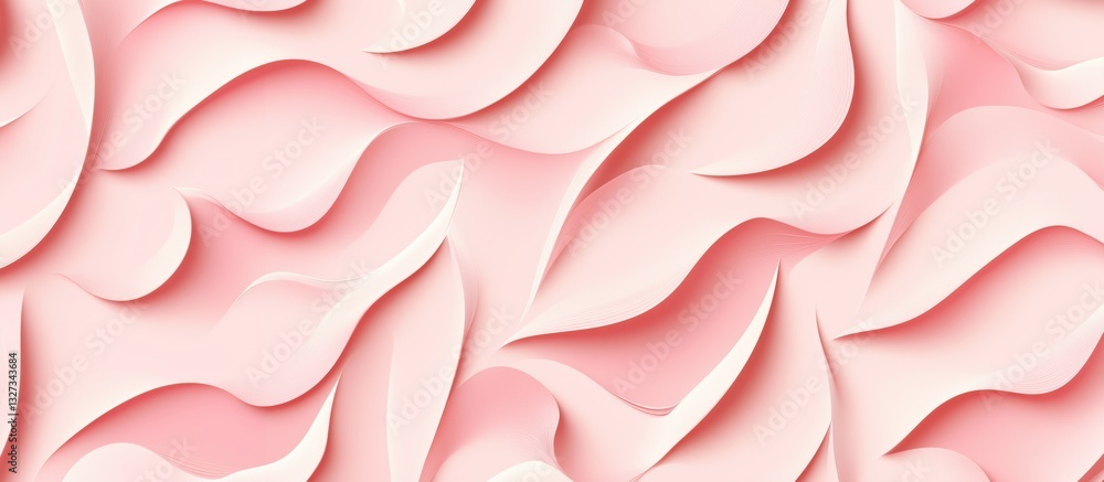 Poster soft pink abstract wave pattern with flowing curves and smooth textures