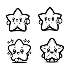 Cute Cartoon Star Fruit Silhouette Vector Set &ndash; Fun Tropical Carambola Icons