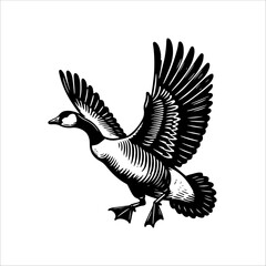 Obraz premium Simple Toulouse Goose Taking Off Vector Icon – Vintage Logo & Retro Illustration