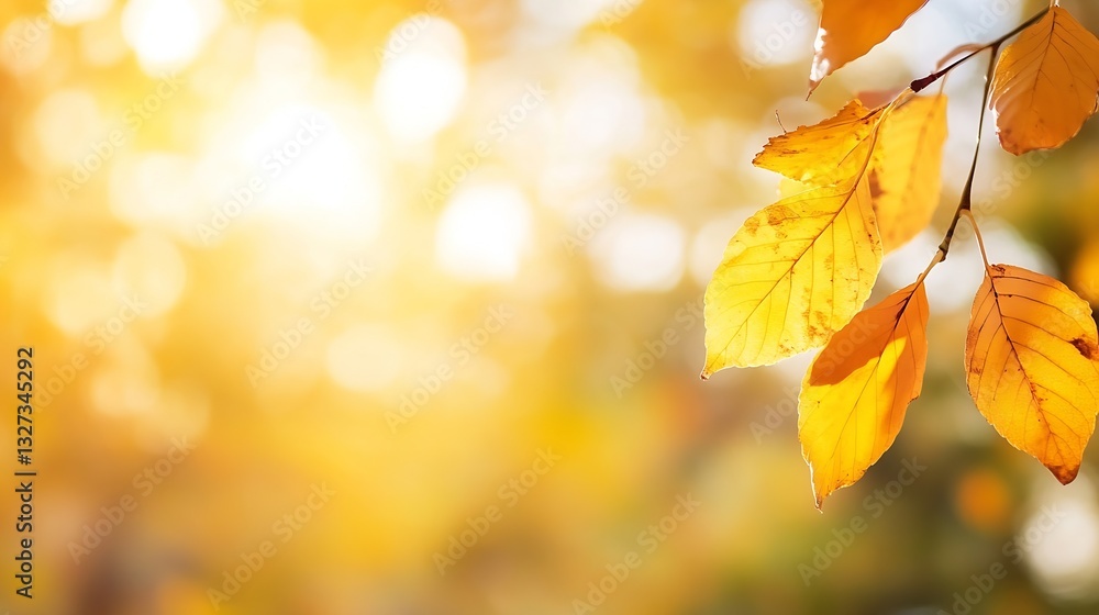 Aufkleber golden autumn leaves glowing under soft sunlight creating a warm atmosphere : generative ai