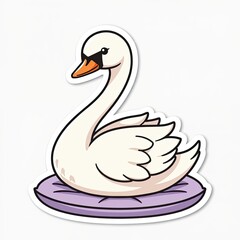 Fototapeta premium White swan silhouette on black water, a nature icon