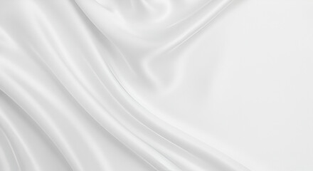 Obraz premium white silk fabric texture background, elegant soft folds with shiny satin surface, luxury textile material with flowing drape and gentle shadows