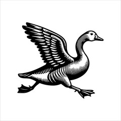 Simple Khaki Campbell Duck Running Vector Icon – Vintage Logo & Retro Illustration