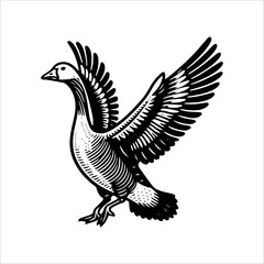 Fototapeta premium Simple Khaki Campbell Duck Flapping Wings Vector Icon – Vintage Logo & Retro Illustration