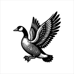 Fototapeta premium Simple Toulouse Goose Flapping Wings Vector Icon – Vintage Logo & Retro Illustration
