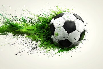 Dynamic Soccer Ball Design Green Splash Art, Football Illustration