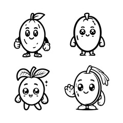 Cute Cartoon Date Fruit Silhouette Vector Set &ndash; Fun Exotic Palm Fruit Icons