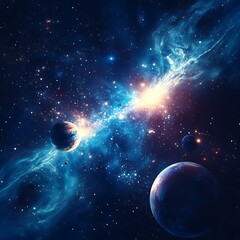 A radiant white light exploding at the center with glowing multicolored bokeh and light flares 