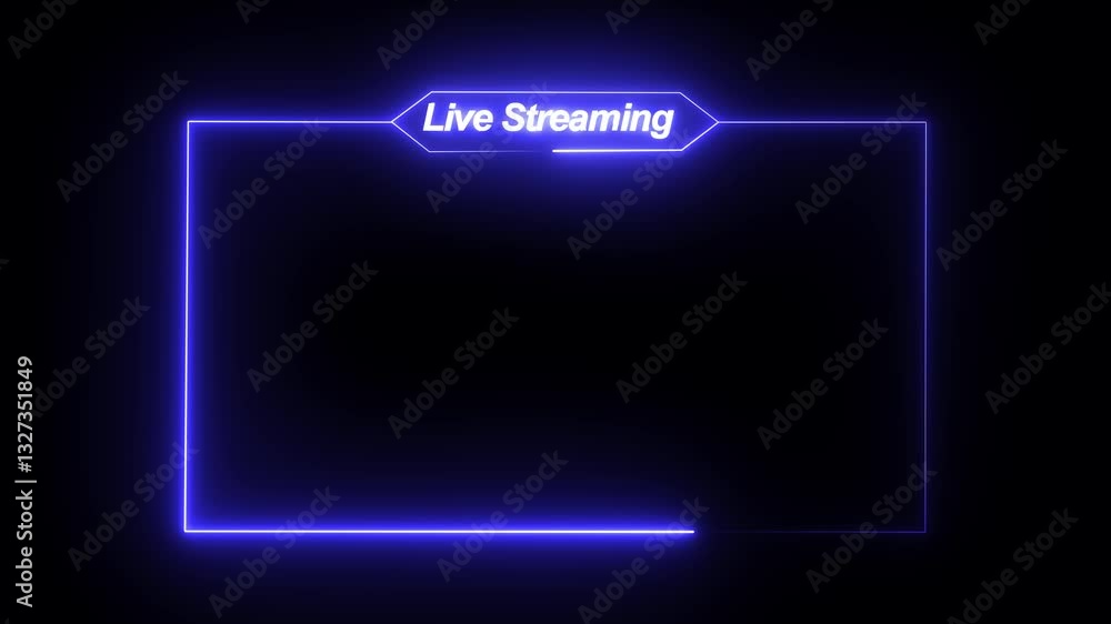 Aufkleber live streaming neon text frame animation box frame neon frame live streaming game live live streamin
