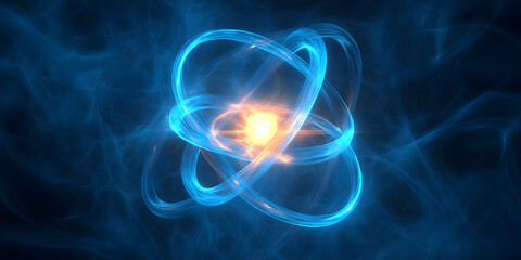 Fototapeta premium Quantum Atom Particle Phenomenon Science Art Abstract Energy Concept Subatomic Physics Artwork Light Rings