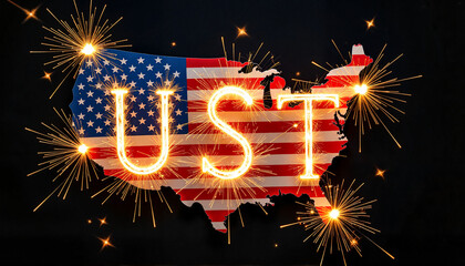 Festive "Patriot’s Day" card with sparklers forming U.S. flag on dark background