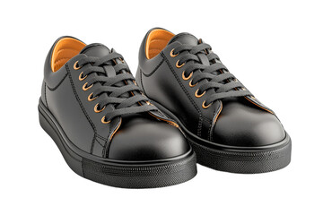 Modern black sneakers with orange interior detail