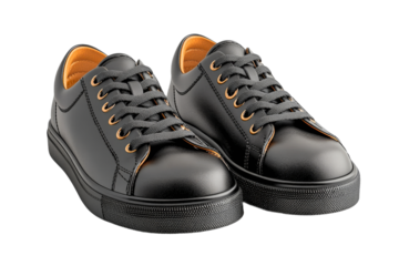 Modern black sneakers with orange interior detail