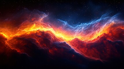 Fototapeta premium Fiery, icy cosmic landscape