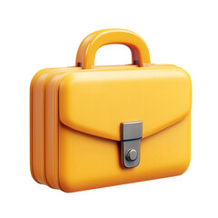 Yellow briefcase isolated on a white background. 3d Icon. transparent background, clipart.
