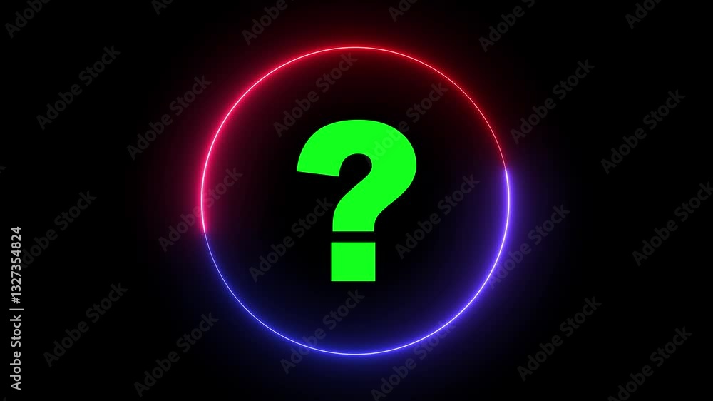 Poster question mark icon on black background .question mark icon colorful simple shape circle animation bl