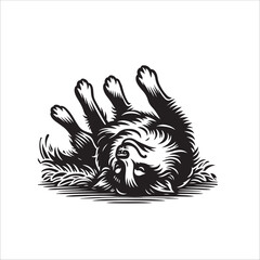 Simple Border Collie Rolling Over Vector Icon – Vintage Logo & Retro Illustration