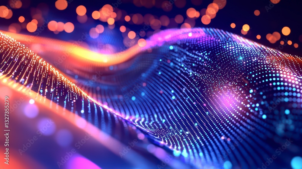 Poster digital data flow: a mesmerizing visual representation of digital data streams, depicted as vibrant,