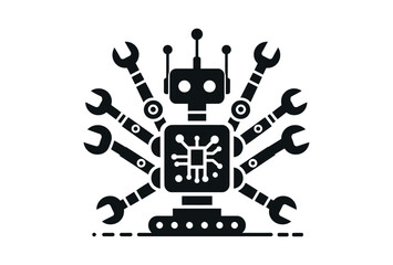 Futuristic Robot Illustration - Black and White Robot Design