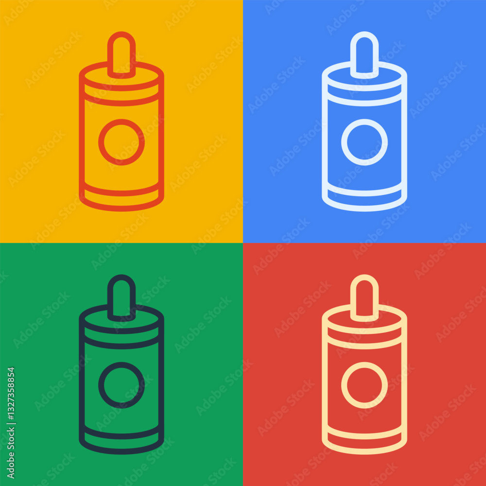 Aufkleber pop art line firework icon isolated on color background. concept of fun party. explosive pyrotechnic