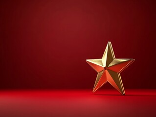 White Star on Red Background - Single Object Minimalist Design for Product Mockups, Celebratory Events