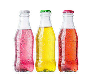 Colorful Refreshing Soda Bottles with Condensation