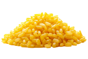 Pile of yellow grains on transparent background
