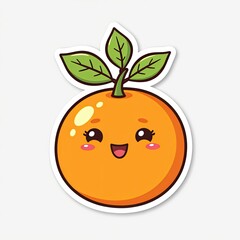 Smiling cartoon orange with colorful food elements