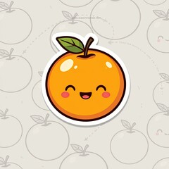 Smiling cartoon orange with colorful food elements