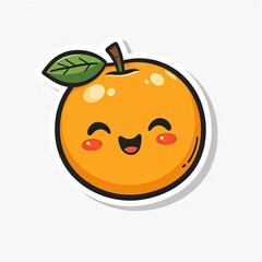 Fototapeta premium Smiling cartoon orange with colorful food elements