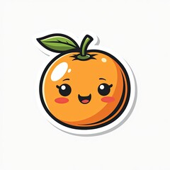 Obraz premium Smiling cartoon orange with colorful food elements