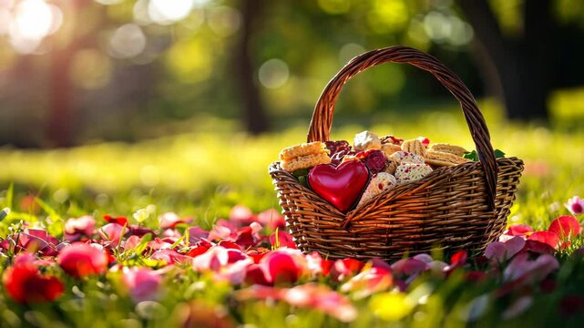 Romantic Picnic Basket on a Sunny Day