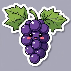 Vector illustration of a bunch of ripe grapes with leaves