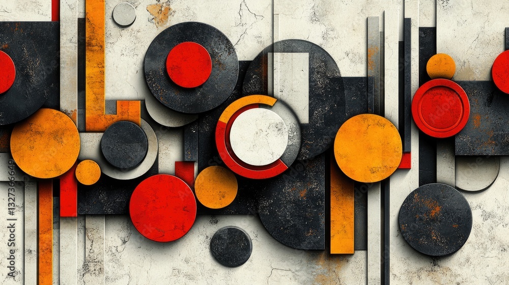Poster abstract geometric shapes on a stone wall background. possible use stock photo
