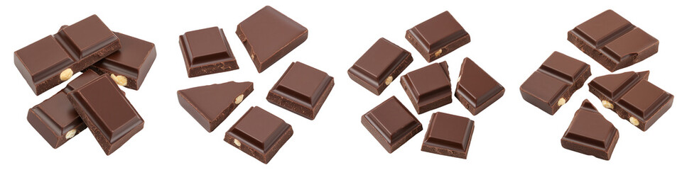 Set of Broken Dark Chocolate Pieces