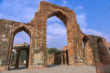 The Qutb Minar (Qutub Minar or Qutab Minar) is a minaret and victory tower comprising the Qutb complex and the main tourist magnet in New Delhi, the capital of India - New Delhi, India